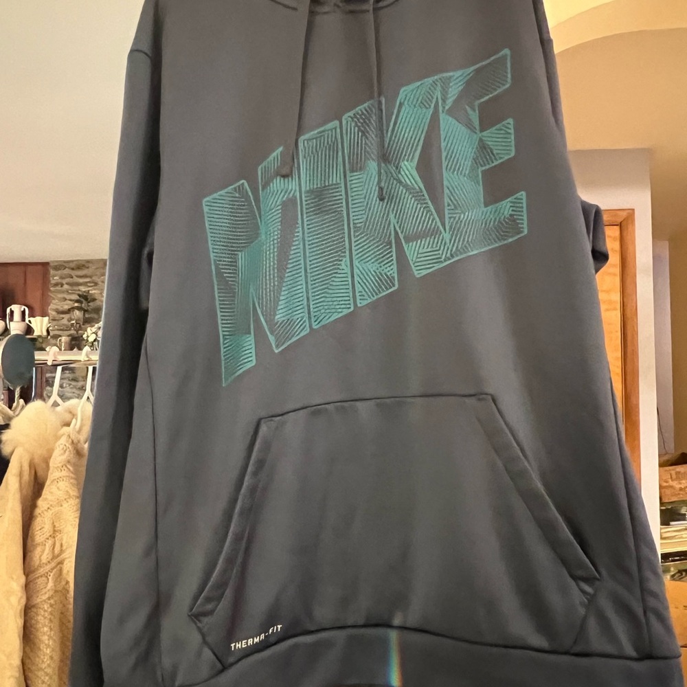 Nike Men’s Thermal-Fit Hoodie Sweatshirt L Blue Pocket